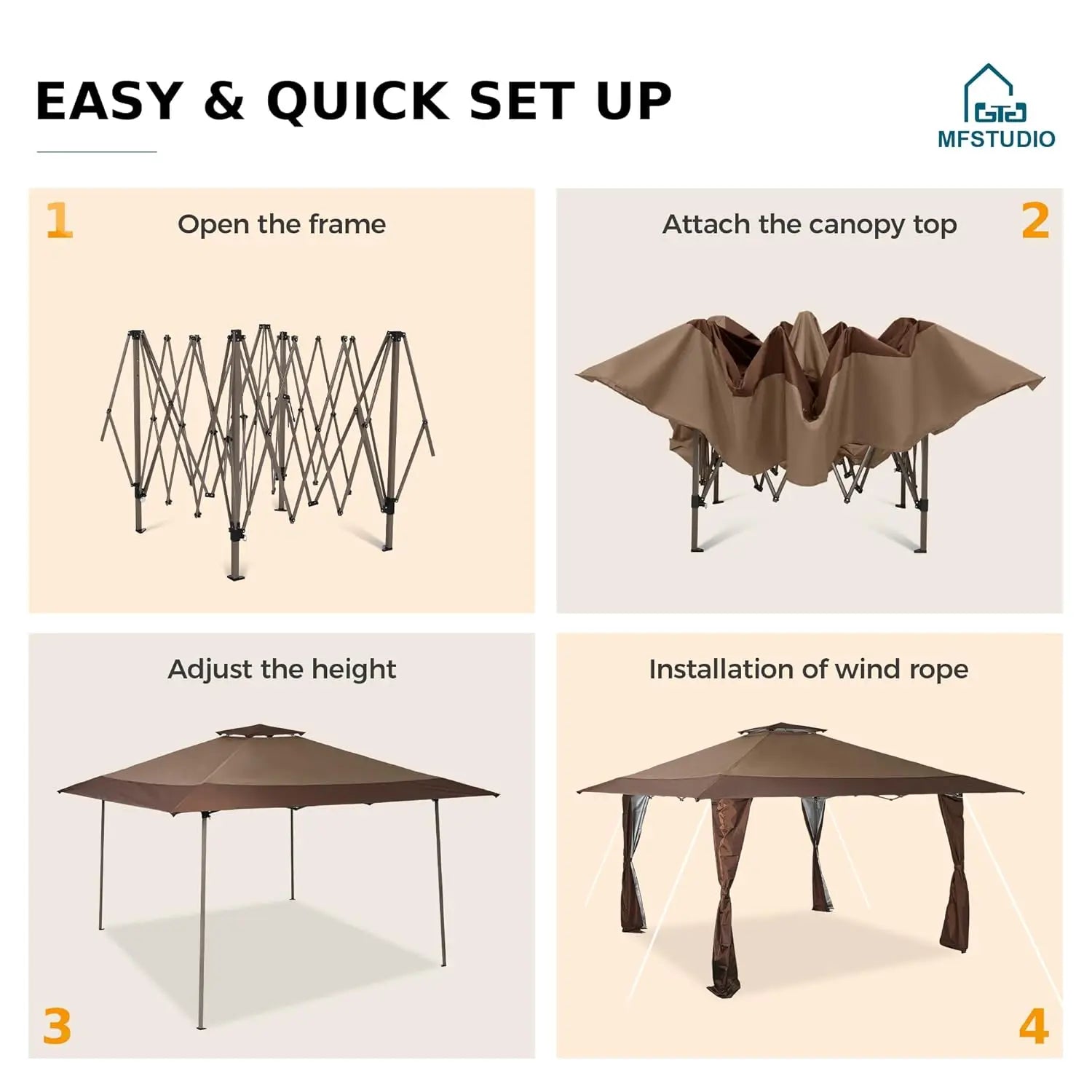 13x13 Pop Up Canopy Tent, Gazebo Shelter Sun Shade Canopies Patio Portable Popup Tents Outdoor, Customized