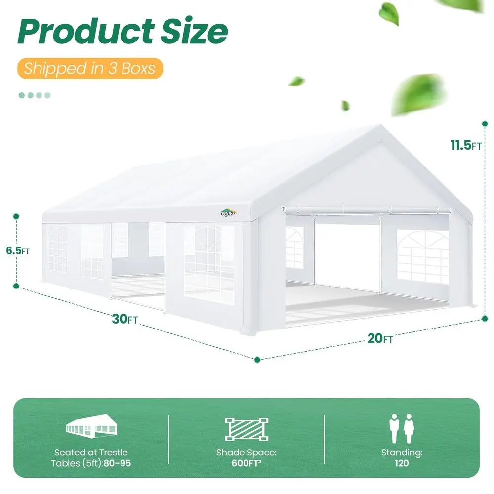 20x30 Party Tent Heavy Duty, Large Outdoor Wedding Tents for Parties with 8 Sidewalls amp Builtin Sandbags,Waterproof Event Can