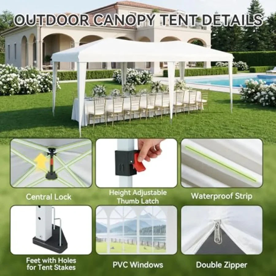 Tente Pop-Up Amovible à Montage Rapide, Tente de Fête Imperméable pour Extérieur, 3 Hauteurs Réglables, Tentes Portables pour Fêtes, Mariages et Événements Commerciaux