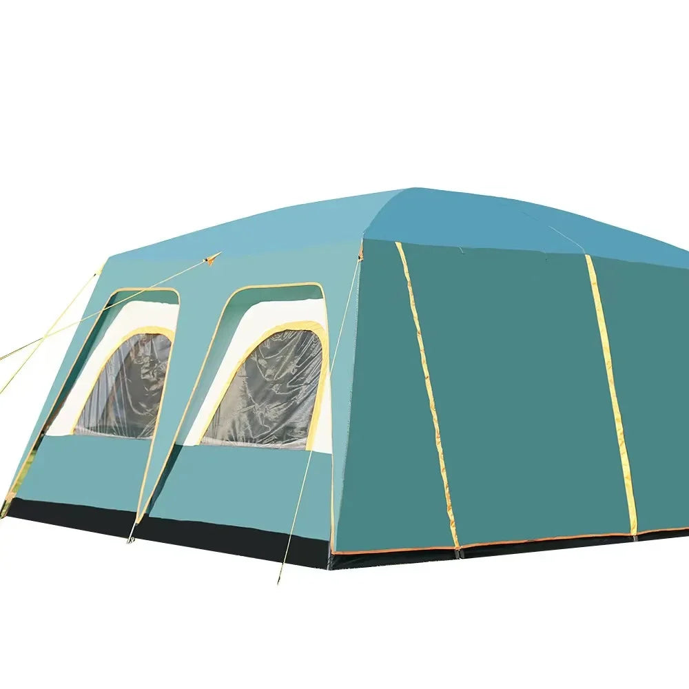 2026New Outdoor 8-12 People Double Rain And Sun Protection Family Road Trip Picnic Camping Two Rooms Tent