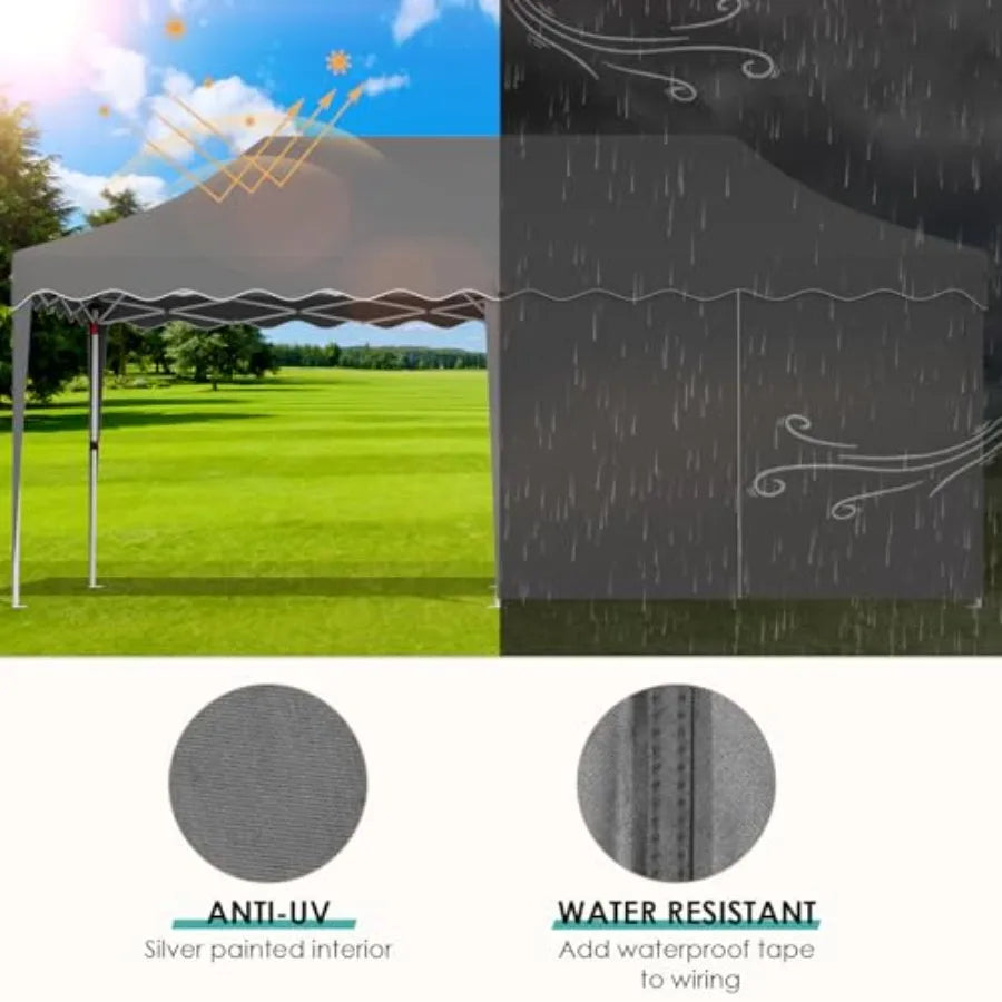 Tente pop-up 10x20 pieds avec 6 parois latérales, tente de réception robuste, hauteur réglable, grand gazebo commercial, protection solaire