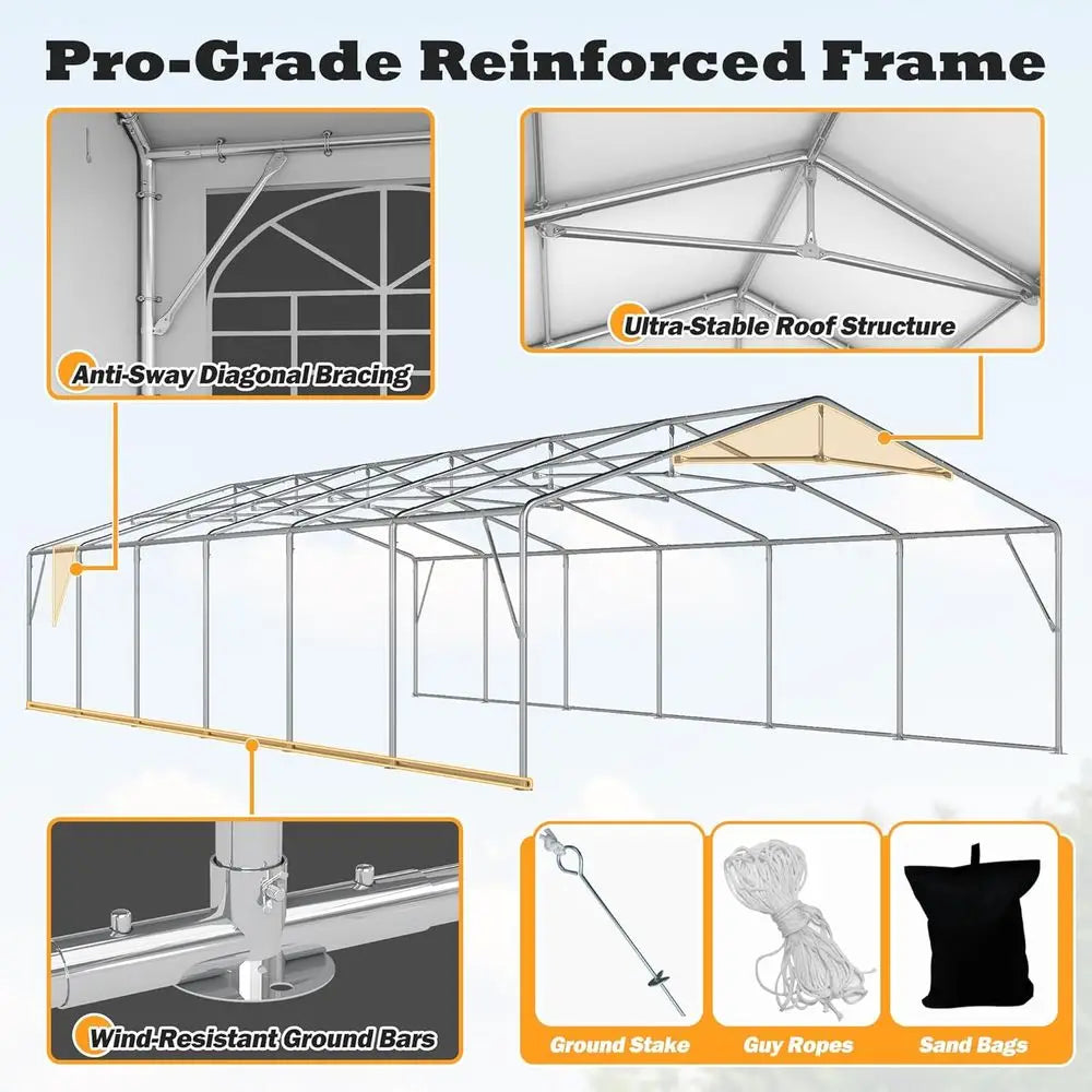 Heavy-Duty 20x40 Outdoor Party Tent with Removable Sidewalls for Weddings and Events