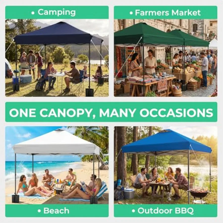 10x10 Pop Up Canopy Tent, Heavy Duty Outdoor Canopy with 1-Push Instant Setup, Commercial Tent with Roller Bag, 4 Sandbags and