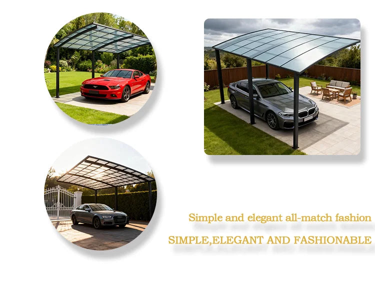 Modern Aluminium Carport, Tough Polycarbonate Canopy, Multi-scene Single Carport,Snow & Hail Resistant Shelter for Private Homes