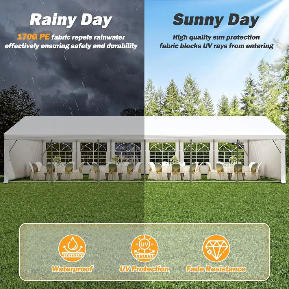 Heavy-Duty 20x40 Outdoor Party Tent with Removable Sidewalls for Weddings and Events