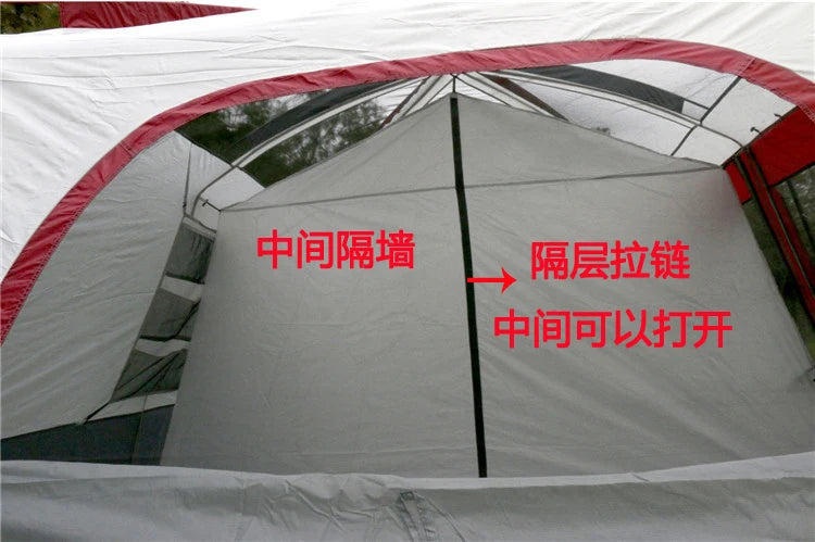6-12Persons 2Rooms Large Space Tent Glamping Tourist Outdoor Camping Family Travel Anti-storm Suncreen Luxury UV 50+ Beach Play