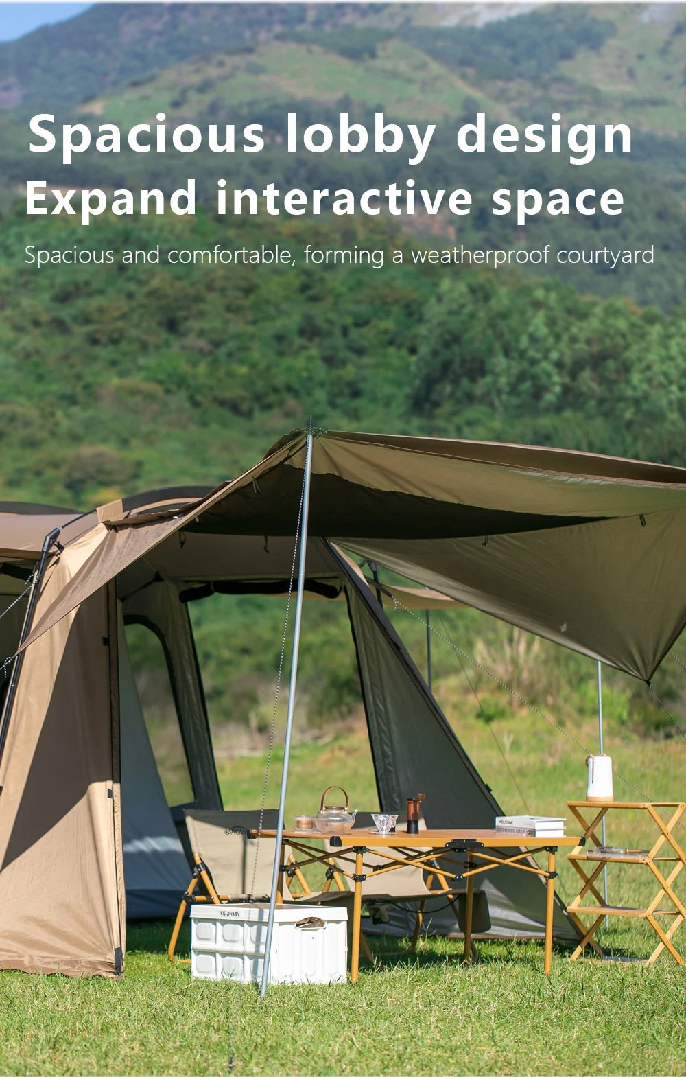 Tunnel tent 8-12 person 4-season double-layer waterproof UV resistant and windproof tent Family outdoor camping tent detachabl