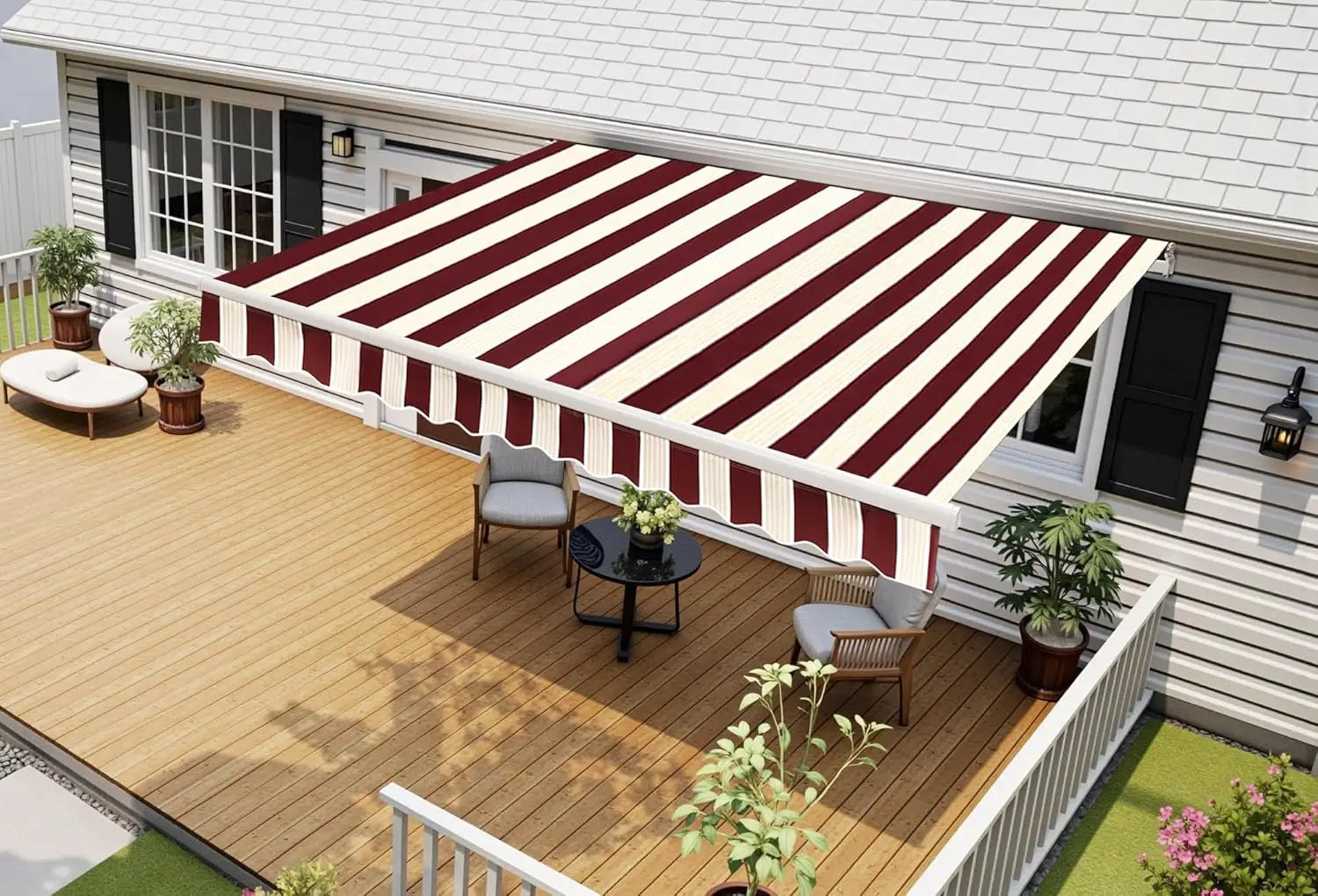 9.9x7.8 Feet Manual Retractable Patio Door Window Awning Sunshade Shelter Outdoor Canopy, Customized