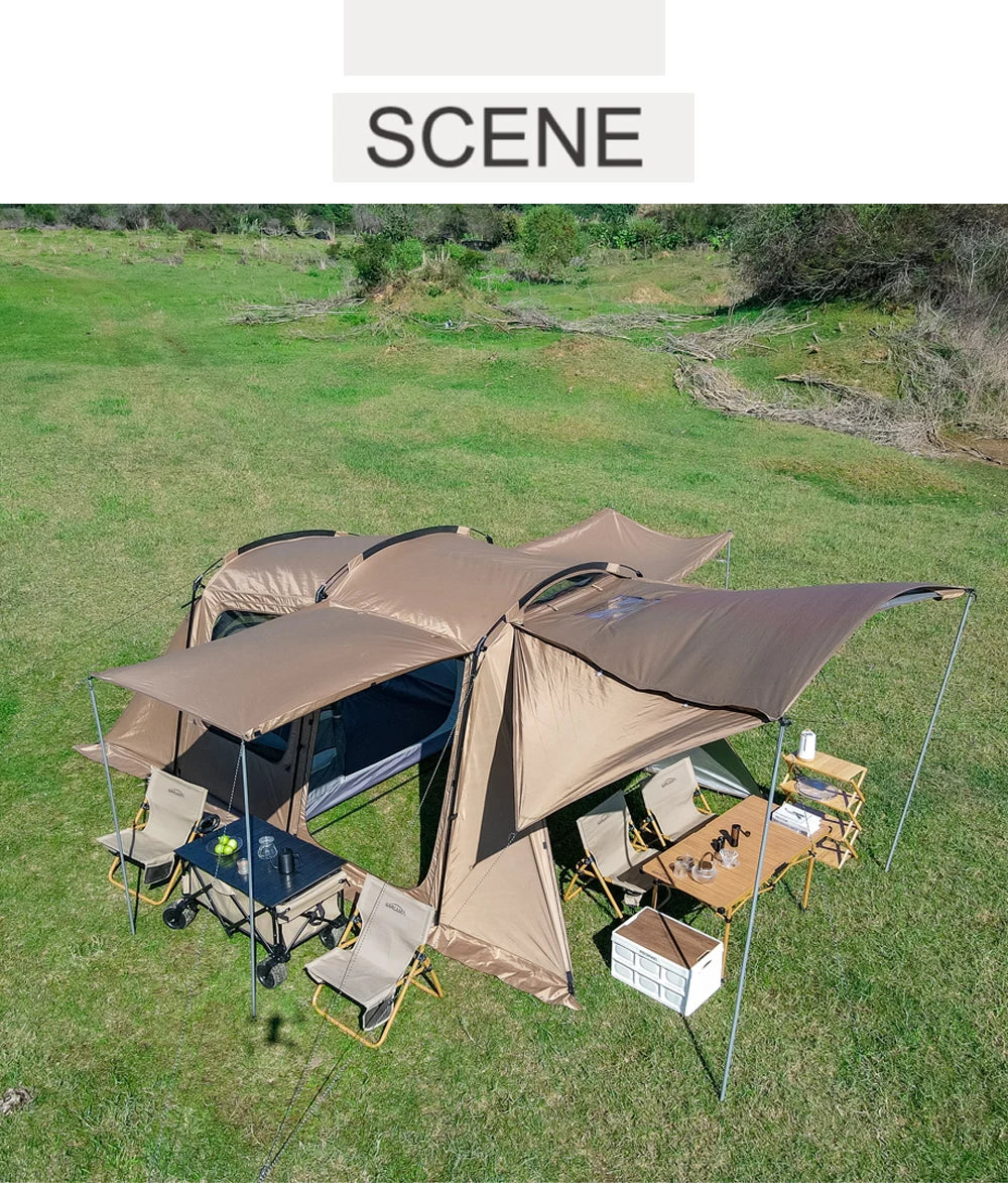 Tunnel tent 8-12 person 4-season double-layer waterproof UV resistant and windproof tent Family outdoor camping tent detachabl