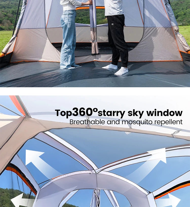 Outdoor Camping Family Tent 3-12 Person Double Layers Oversize 2 Rooms Thickened Rainproof Outdoor Family Camp Tour Equipment