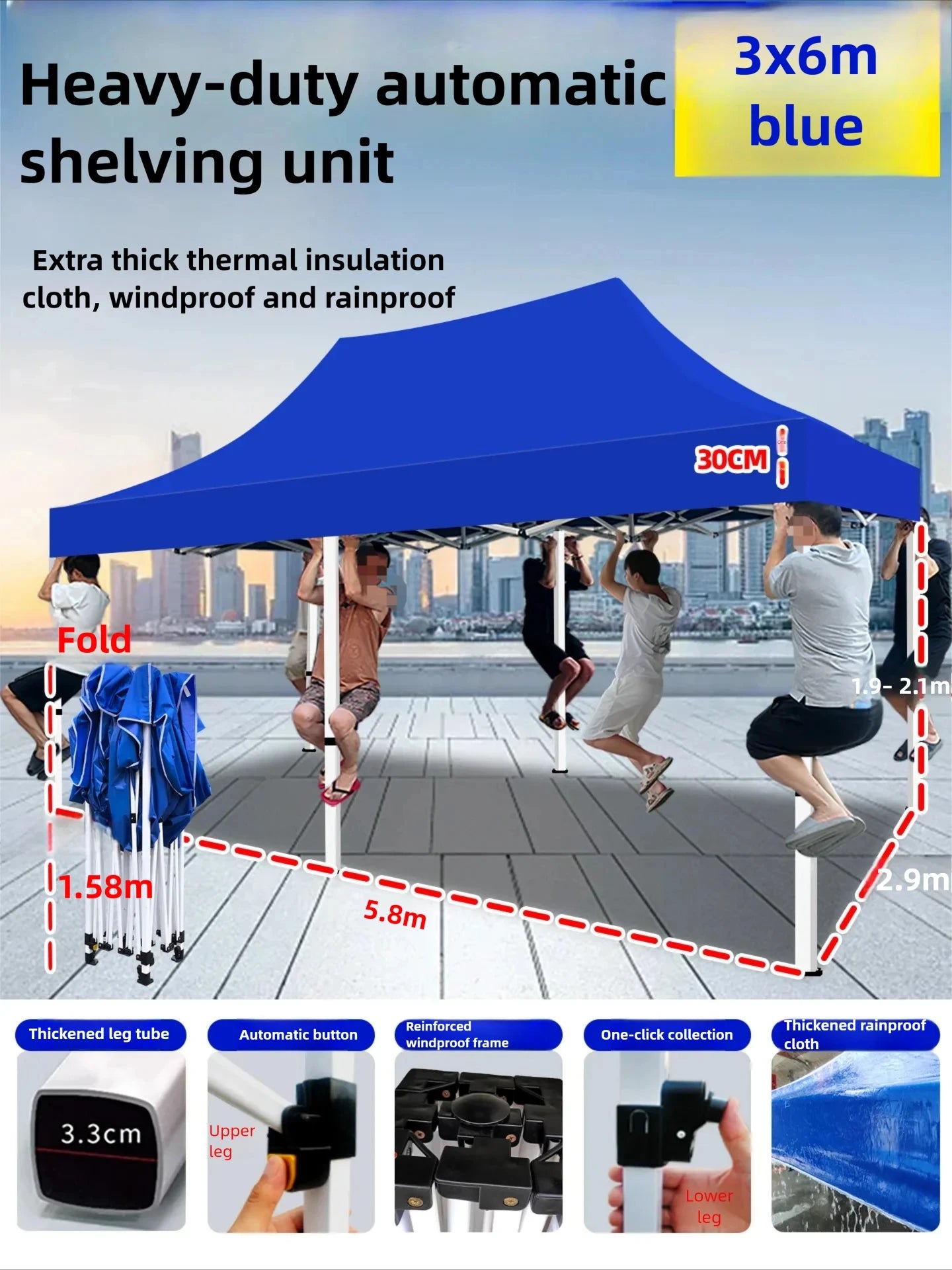 Gazing Pavilion Sunshade Carport  Waterproof  Automatic Folding Carport Tent Suitable for Outdoor Parties Events and Car Shelter