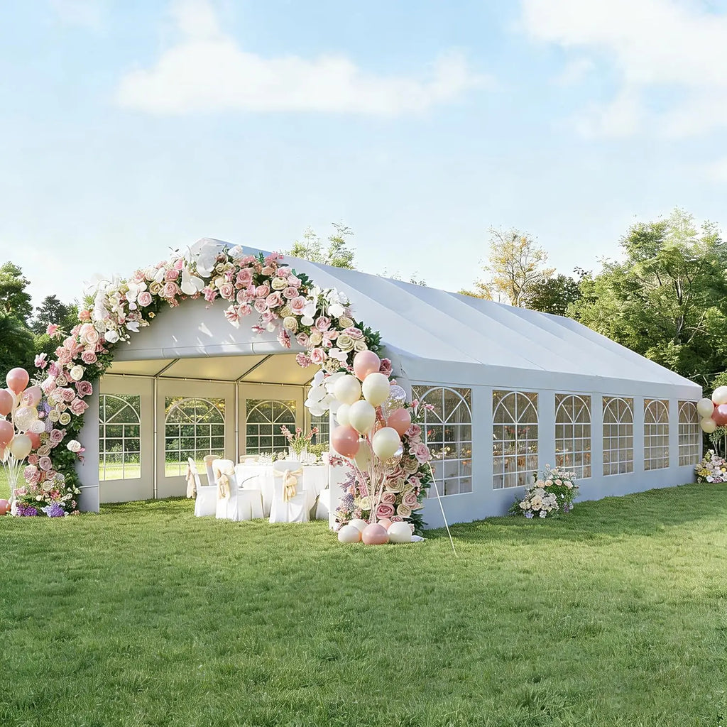 20x40 Party Tent Canopy for Weddings Waterproof Event Tent with Removable Sidewalls &Roll-up Door, Heavy-Duty Steel Frame