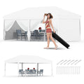 Tente de réception instantanée imperméable 10'x20' avec 6 parois latérales et 12 piquets |   Tente d'extérieur robuste pour événements, mariages, jardin, camping et marchés (Blanc)