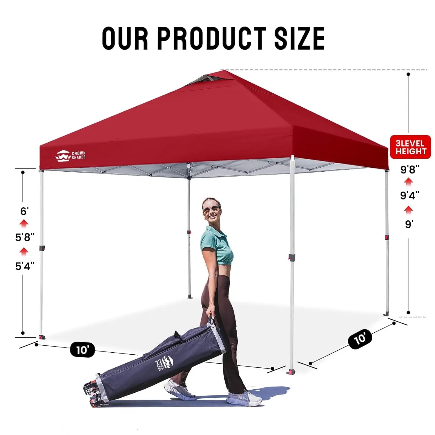 10x10 Pop Up Canopy - Beach Tent with One Push Setup - Easy Outdoor Sun Shade for Events, Parties, Camping - Gazebo, Customized
