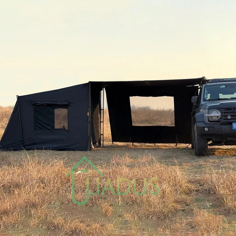 Car Side Tent Blackout with Mesh Windows Waterproof UV Protection Mounted Awning for Outdoor Camping Portable Shelter Easy Setup