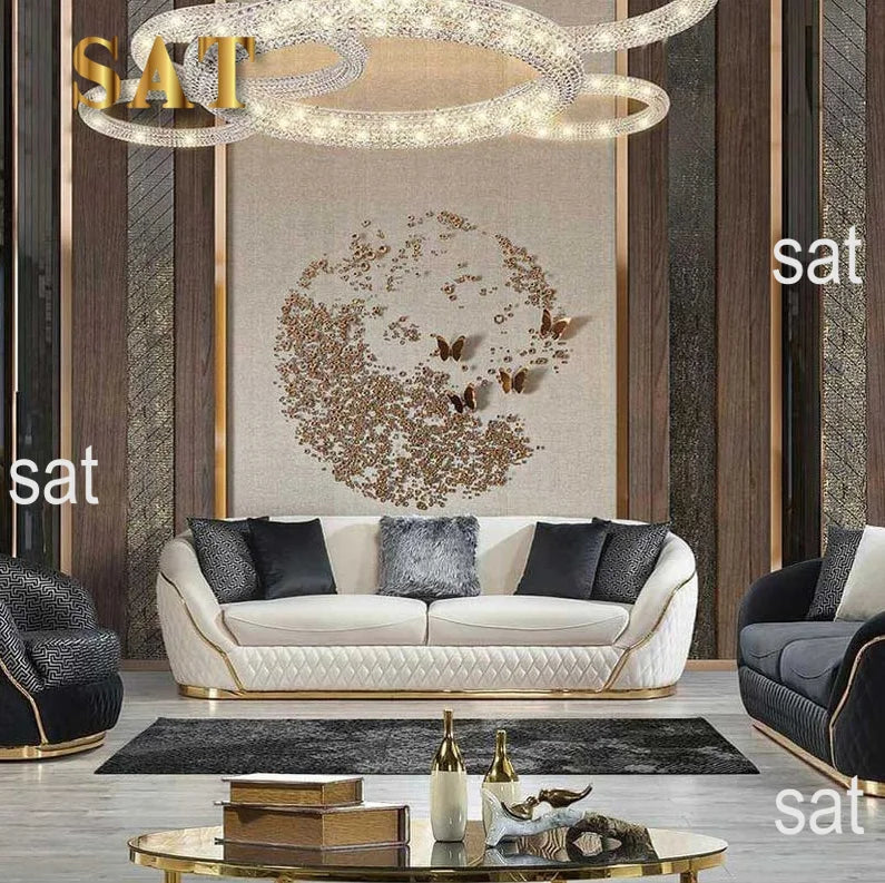 Modern Luxury Loveseat Sofa Set With Gold Stainless Steel Leg Leisure Lounge Sofa for Living Room Hotel Home Furniture