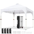 Pop Up Canopy Tent for Parties Beach Outdoor Use, Polyester Fabric, Beige, Instant Setup with Vent Wheeled Bag, Includes 4 Sand