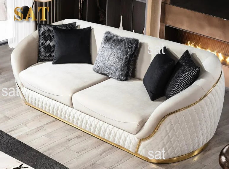 Modern Luxury Loveseat Sofa Set With Gold Stainless Steel Leg Leisure Lounge Sofa for Living Room Hotel Home Furniture