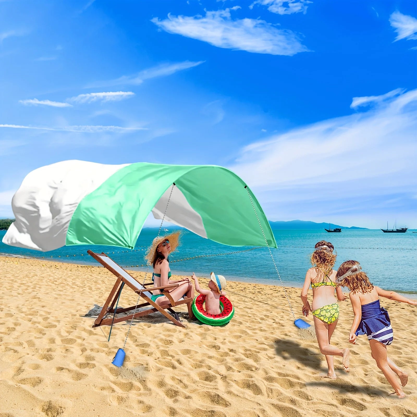 Portable Beach Canopy, Lightweight Sun Shade Shelter, UPF50+ UV Protection Beach Tent for Family, Camping,