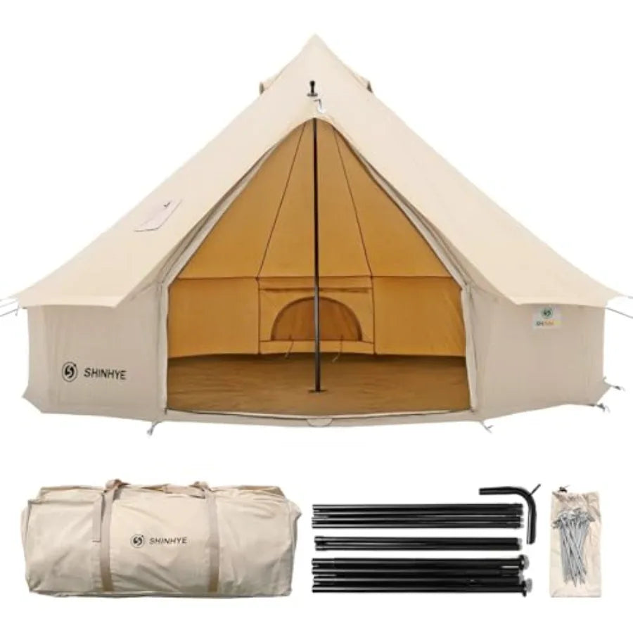 Canvas Bell Tent Yurt Tent 4 Seasons for Camping 100% Cotton Glamping Tents with Stove Jack Family Camping Outdoor Hunting Part