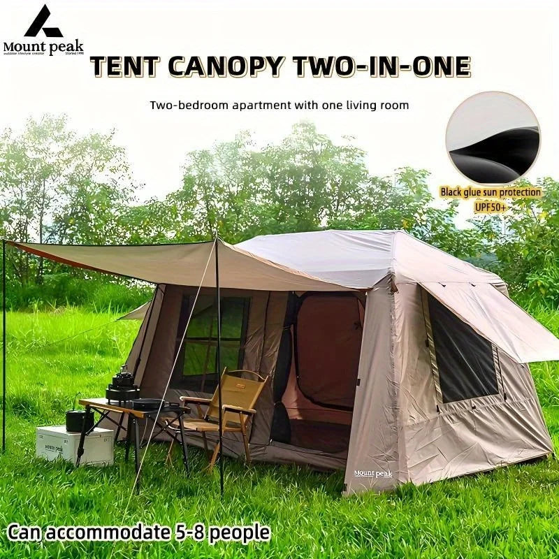 Mount Peak Automatic Large Camping Tent 3-8 People Quick Set Up Ridge Tent with Canopy, Suitable for Outdoor Wilderness Adventur