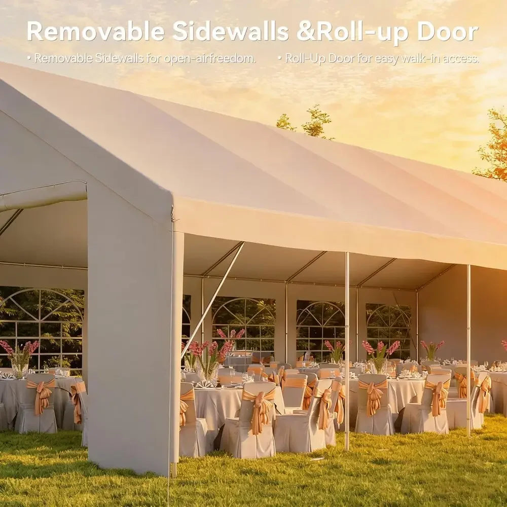 20x40 Party Tent Canopy for Weddings Waterproof Event Tent with Removable Sidewalls ampRollup Door, HeavyDuty Steel Frame for O