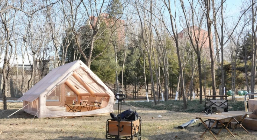 Portable Outdoor Waterproof Four Seasons Family Camping Tent 8-10 People Oxford Fabric Fashion Rooftop Travel Inflatable Triple