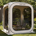 Screen House Tent Pop-Up for patio backyard deck outdoor activities, beige polyester mesh, instant setup, portable 6x6 FT with