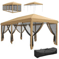 10x20 Pop Up Canopy Tent with Netting Heavy Duty Instant Sun Shelter for Outdoor Garden Patio Parties Carry Bag, Custom