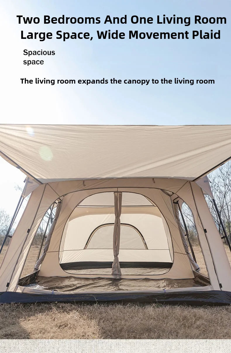 MOUNTAINHIKER Camping Family luxury Tent 3-12 Person Double Layers Oversize 2 Rooms Thickened Rainproof Outdoor Tour Equipment