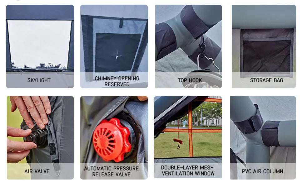 Inflatable Tents for Camping - Easy Blow Up Glamping Tent with Hand Pump, Hot Tent with Stove Jack Waterproof PVC Air Inflatable