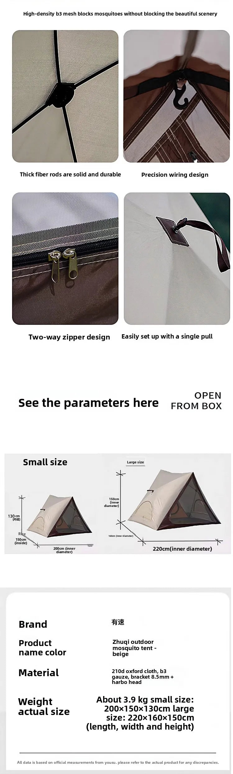 Portable Automatic Pop Up Triangle Beach Tent, UV Protection Outdoor Quick Open Sun Shelter for Camping, Beach and Daily Leisure