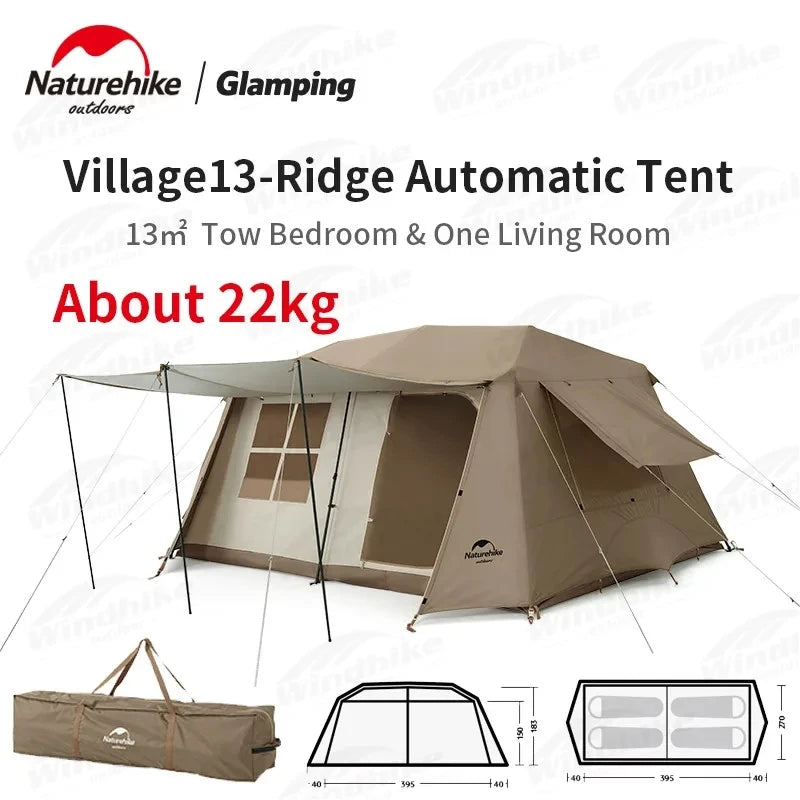Naturehike Village 13㎡ Automatic Tent Camping Quick Opening Tents UPF50+ Breathable Tent PU2000mm Outdoor Travel For 4 Seasons