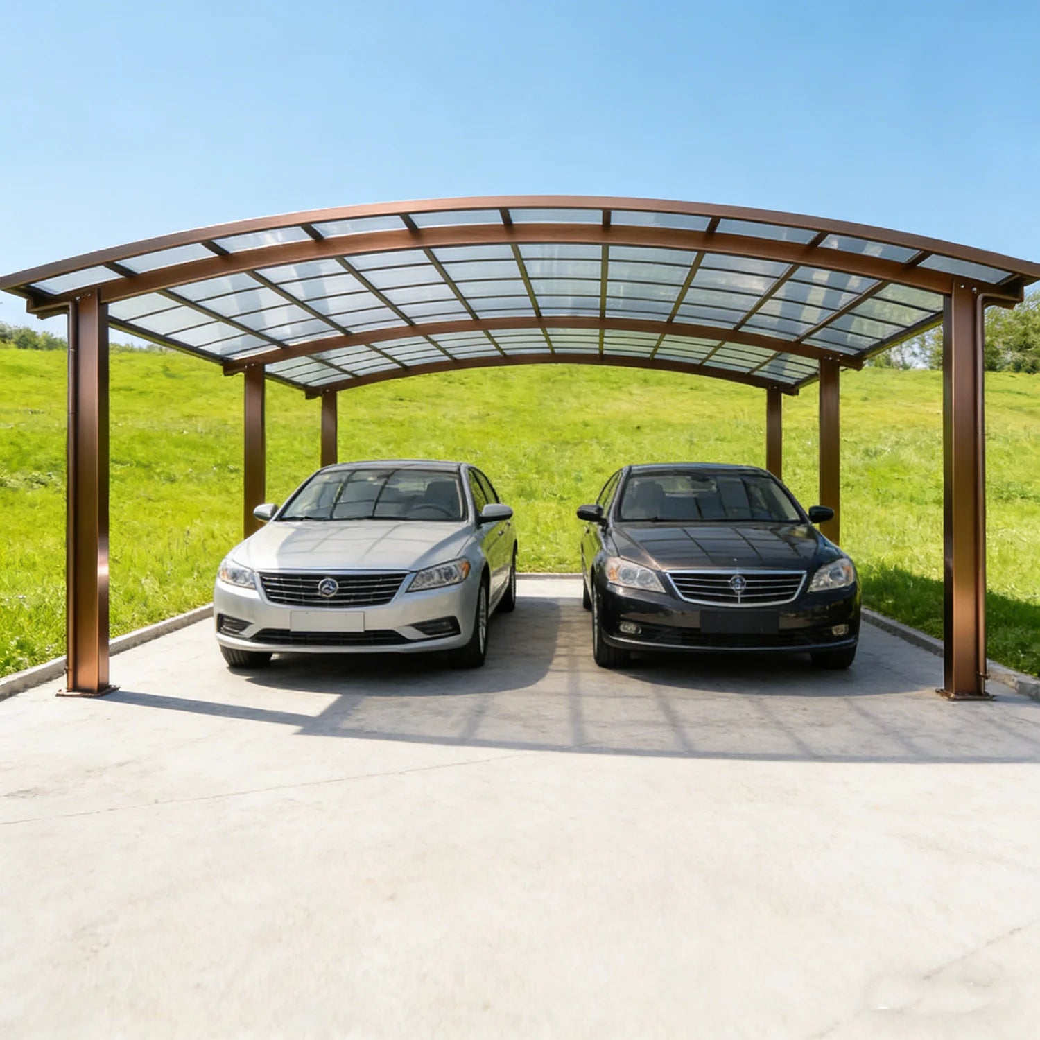 Premium Aluminum Outdoor Structures & Shade, Freestanding Carport Garage with Thick Roof Panels, Reliable Car Parking Shelter