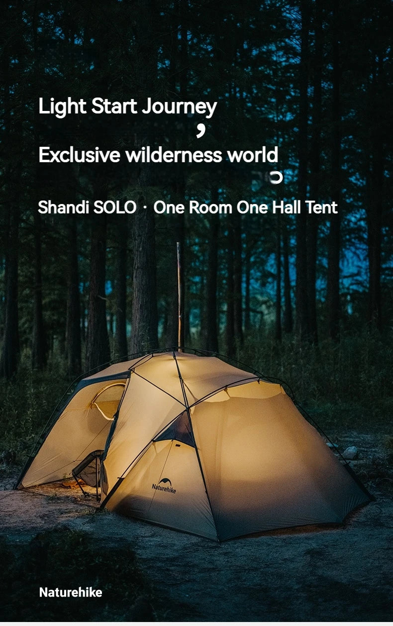 Naturehike SOLO Camping Tent Ultralight Silicon Coated Outdoor 4 Seasons Tents Waterproof 15D Nylon Double Layer Hiking Tent