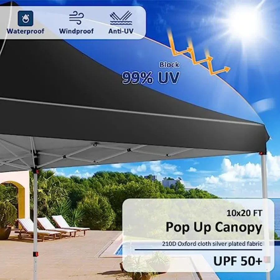Pop Up  Tent 6 Removable Sidewalls Easy Up Commercial  Waterproof and UV50+ Gazebo with Portable Bag Adjustable Leg Heights Par