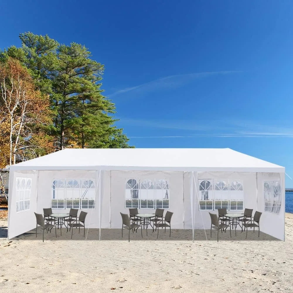 Tente de fête 10'x30', tentes extérieures pour événements de mariage avec 5 parois latérales amovibles, grand auvent, tonnelle robuste pour fêtes, Patio Bir