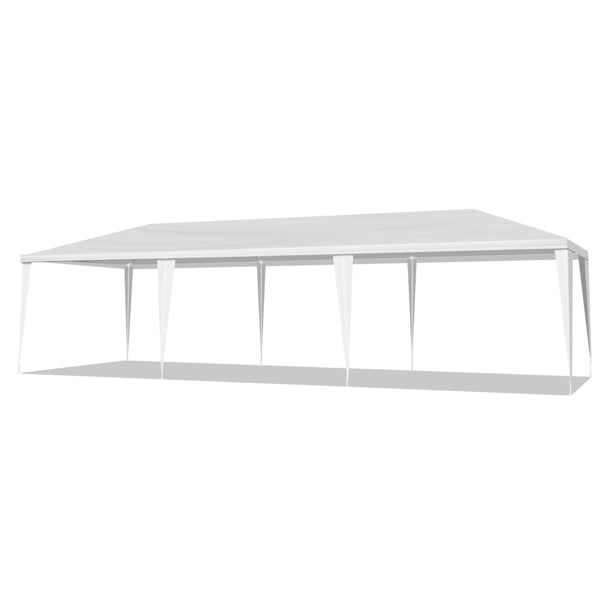 Tente de réception blanche 10'x30' avec 5 parois latérales amovibles, en tissu PE et structure en fer, imperméable et résistante aux UV, avec fenêtres, abri solaire de plage pour mariages, événements en extérieur, mar