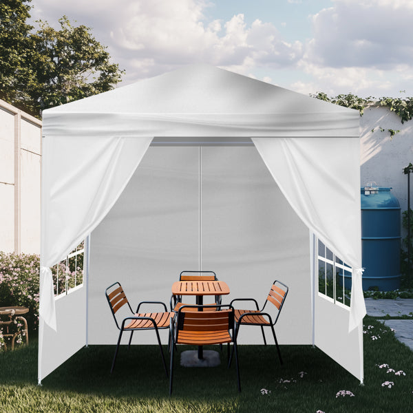 6.5'x6.5' Outdoor Party Tent, Waterproof Canopy with 4 Removable Sidewalls, 2 Doors & 2 Clear Windows, Portable Gazebo for Wedding, Backyard BBQ, White