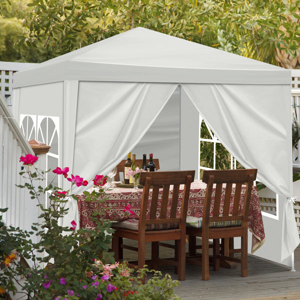 6.5'x6.5' Outdoor Party Tent, Waterproof Canopy with 4 Removable Sidewalls, 2 Doors & 2 Clear Windows, Portable Gazebo for Wedding, Backyard BBQ, White