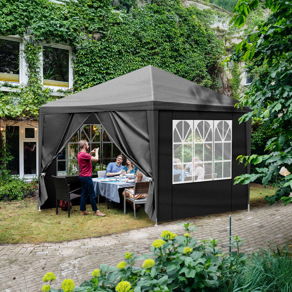 10'x10' Gazebo Waterproof Outdoor Canopy Patio Tent Party Tent for Wedding BBQ Cater, Black