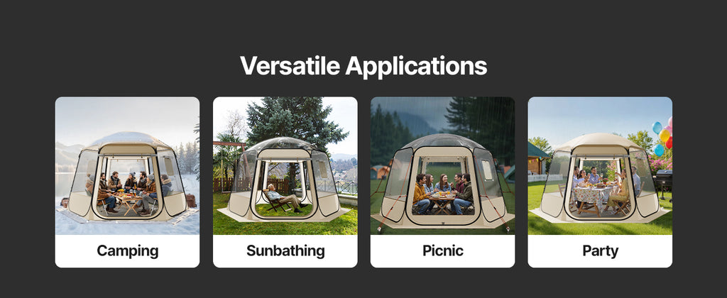 SucceBuy Pop up Bubble Tent Waterproof & UV-Resistant Clear Camping Tent Shelter Outdoor Garden Dome Igloo Tents with Windows