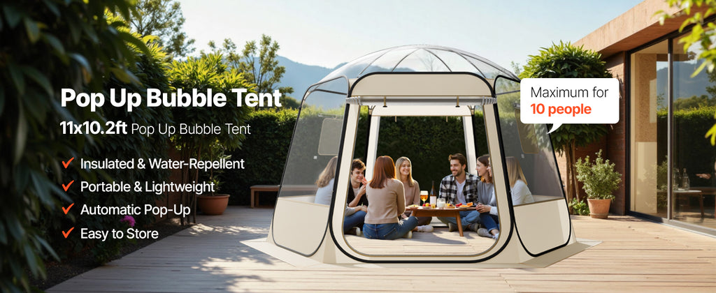 SucceBuy Pop up Bubble Tent Waterproof & UV-Resistant Clear Camping Tent Shelter Outdoor Garden Dome Igloo Tents with Windows
