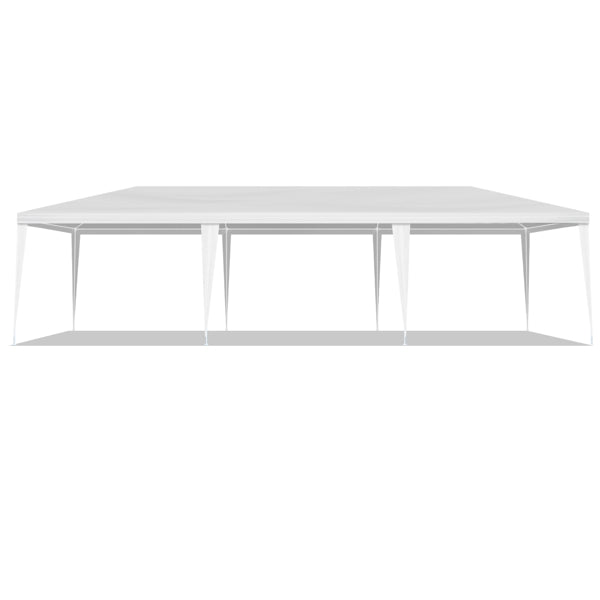 10'x30' White Canopy Tent with 5 Removable Sidewalls, PE Fabric & Iron Frame, Waterproof UV-Resistant Outdoor Party Gazebo with Windows, Beach Sun Shade Shelter for Wedding, Backyard Events, Commercial Market