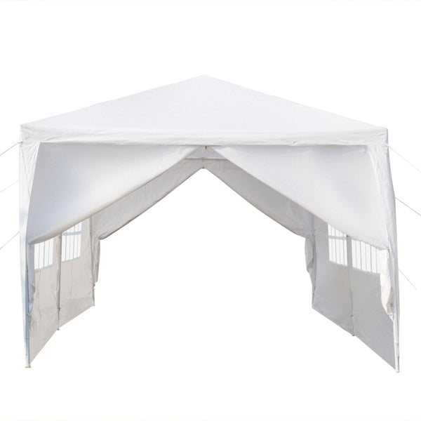 Tente de réception blanche 10'x20' avec 6 parois latérales amovibles, en tissu PE et structure en fer, gazebo d'extérieur imperméable avec fenêtres pour mariages, événements en plein air, abri de patio, usage commercia