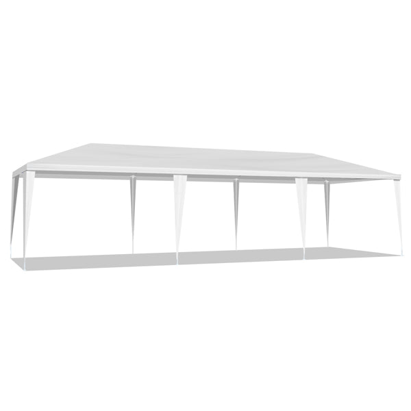 Tente de réception blanche 10'x30' avec 8 parois latérales amovibles, en tissu PE et structure en fer, gazebo d'extérieur imperméable avec fenêtres pour mariages, événements en plein air, abri de patio
